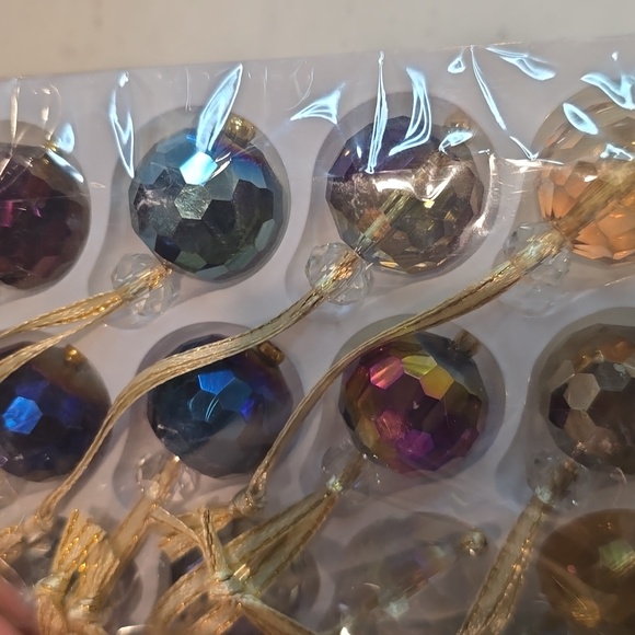 Faceted Gem Ornaments with Gold Strings - Picture 3 of 3
